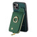 iPhone 11 Pro max Cross Leather Ring Vertical Zipper Wallet Back Phone Case - Green