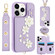 iPhone 11 Pro Max Crossbody Flower Pattern Leather Phone Case - Purple