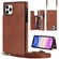 iPhone 11 Pro Max Cross-body Square Double Buckle Flip Card Bag TPU+PU Case with Card Slots & Wallet & Photo & Strap - Brown