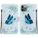 iPhone 11 Pro Max Crystal Texture Colored Drawing Leather Phone Case - Blue Pansies