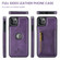 iPhone 11 Pro Max DG.MING M5 Series Zip RFID Multi Card Detachable Leather Phone Case - Purple