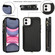 iPhone 11 Pro Max Double Flap Zipper RFID Leather Phone Case with Short Lanyard - Black