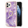 iPhone 11 Pro Max Electroplating Marble Pattern IMD TPU Shockproof Case with Ring Holder - Purple 002