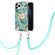 iPhone 11 Pro Max Electroplating Splicing Marble Flower Pattern TPU Shockproof Case with Lanyard - Blue Flower