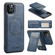 iPhone 11 Pro Max Fierre Shann Cowhide Vertical Flip Magnetic Card Holder Phone Case - Blue