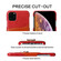 iPhone 11 Pro Max Fierre Shann Oil Wax Texture Genuine Leather Back Cover Case with 360 Degree Rotation Holder & Card Slot - Red