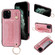 iPhone 11 Pro Max Glitter Powder PU+TPU Shockproof Protective Case with Holder & Card Slots & Wrist Strap - Pink