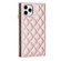 iPhone 11 Pro Max Grid Texture Lanyard Zipper Leather Phone Case - Rose Gold