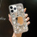 iPhone 11 Pro Max Mirror Handmade Bling Rhinestone PC Phone Case - Silver Gray Square