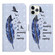 iPhone 11 Pro Max Oil Embossed 3D Drawing Leather Phone Case - Blue Feather