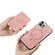 iPhone 11 Pro Max Retro Cross Leather Ring Side Insert Card Bag MagSafe Phone Case - Pink