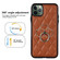 iPhone 11 Pro Max Rhombic PU Leather Phone Case with Ring Holder - Brown