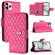 iPhone 11 Pro Max Rhombic Texture Flip Leather Phone Case with Lanyard - Rose Red