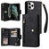 iPhone 11 Pro Max Rivet Buckle 9 Cards Three Fold Leather Phone Case - Black