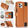 iPhone 11 Pro Max Wristband Holder Zipper Purse RFID Leather Phone Case - Brown