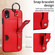 iPhone XR Calf Texture Wrist Card Slot Ring Phone Case - Red
