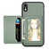 iPhone XR Carbon Fiber Magnetic Card Bag Phone Case - Green
