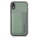 iPhone XR Carbon Fiber Magnetic Card Bag Phone Case - Green