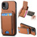 iPhone XR Carbon Fiber Vertical Flip Wallet Stand Phone Case - Brown