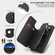 iPhone XR Double Flap Zipper RFID Leather Phone Case with Short Lanyard - Black