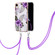 iPhone XR Electroplating Pattern IMD TPU Shockproof Case with Neck Lanyard - Purple Flower