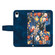 iPhone XR Floral Pattern Leather Phone Case with Lanyard - Dark Blue