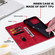 iPhone XR Lace Floral Embossed Magnetic Buckle PU Phone Case With Wrist Strap - Red