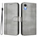 iPhone XR Line Splicing Buckle Retro Leather Phone Case - Grey