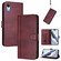 iPhone XR Line Splicing Buckle Retro Leather Phone Case - Wine Red
