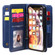 iPhone XR Multifunctional Magnetic Copper Buckle Horizontal Flip Solid Color Leather Case with 10 Card Slots & Wallet & Holder & Photo Frame - Dark Blue