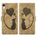 iPhone XR Pen Heart Cat Embossed Leather Phone Case - Apricot