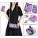 iPhone XR POLA Flower Multi-functional Crossbody Zipper Wallet Leather Phone Case - Purple