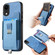 iPhone XR Retro Magsafe Cross Leather Pull-Out Card Bag Back Phone Case - Blue