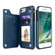 iPhone XR Retro PU Leather Case Multi Card Holders Phone Case - Blue