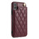 iPhone XR Rhombic Dual Buckle Card Slots Phone Case with Lanyard - Wine Red