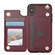 iPhone XR Rhombic Dual Buckle Card Slots Phone Case with Lanyard - Wine Red