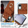 iPhone XR Rhombic Texture Card Bag Phone Case with Long Lanyard - Brown