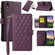 iPhone XR Rhombic Zipper Wallet Leather Phone Case - Deep Purple