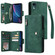 iPhone XR Rivet Buckle 9 Cards Three Fold Leather Phone Case - Green