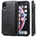 iPhone XR Shockproof Calf Texture Protective Case with Holder & Card Slots & Frame - Black