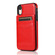 iPhone XR Solid Color PC + TPU Protective Case with Holder & Card Slots - Red