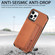 iPhone 11 Pro Carbon Fiber Magnetic Card Bag TPU+PU Shockproof Back Cover Case with Holder & Card Slot & Photo Frame - Brown