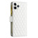 iPhone 11 Pro Diamond Lattice Zipper Wallet Leather Flip Phone Case - White