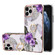 iPhone 11 Pro Electroplating Pattern IMD TPU Shockproof Case with Rhinestone Ring Holder - Purple Flower