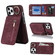 iPhone 11 Pro Retro Ring and Zipper RFID Card Slot Phone Case - Wine Red