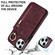 iPhone 11 Pro Retro Ring and Zipper RFID Card Slot Phone Case - Wine Red