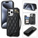 iPhone 11 Pro Rhombic Dual Buckle Card Slots Phone Case with Lanyard - Black