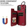 iPhone 11 Pro Rhombic Texture Card Bag Phone Case with Short Lanyard - Wine Red