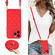 iPhone 11 Pro Rhombic Texture Phone Case with Dual Lanyard - Red