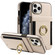 iPhone 11 Pro Ring Multifunctional Vertical Flip Wallet Back Cover Leather Phone Case - Beige